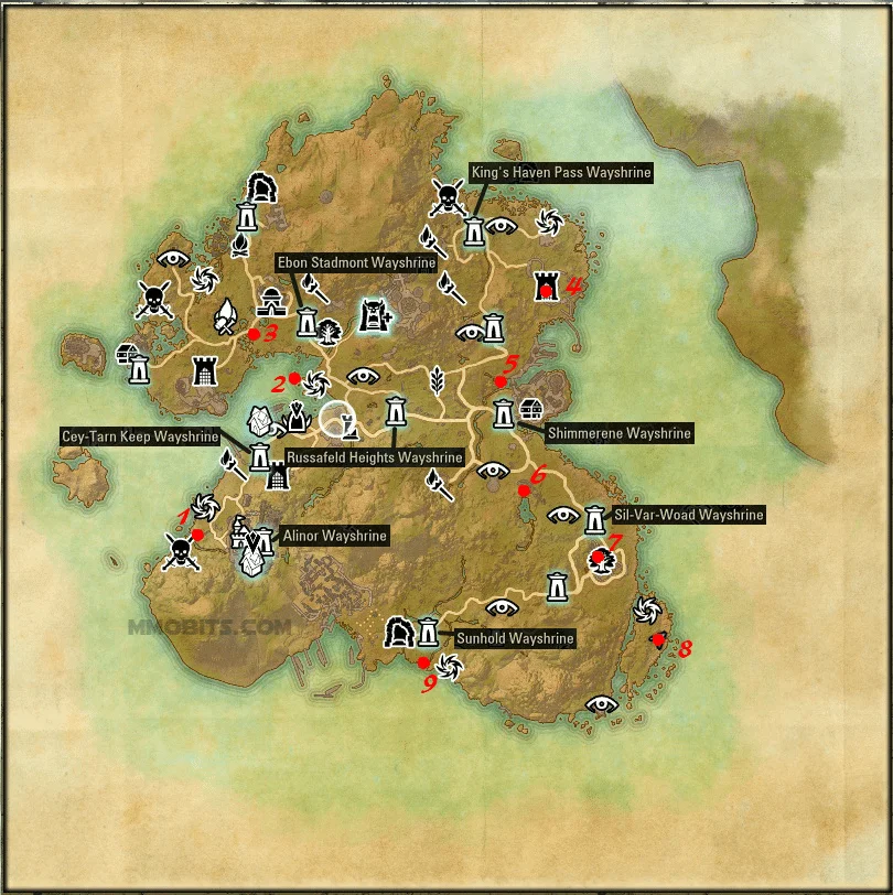 Psijic Order Time Breach locations map Summerset