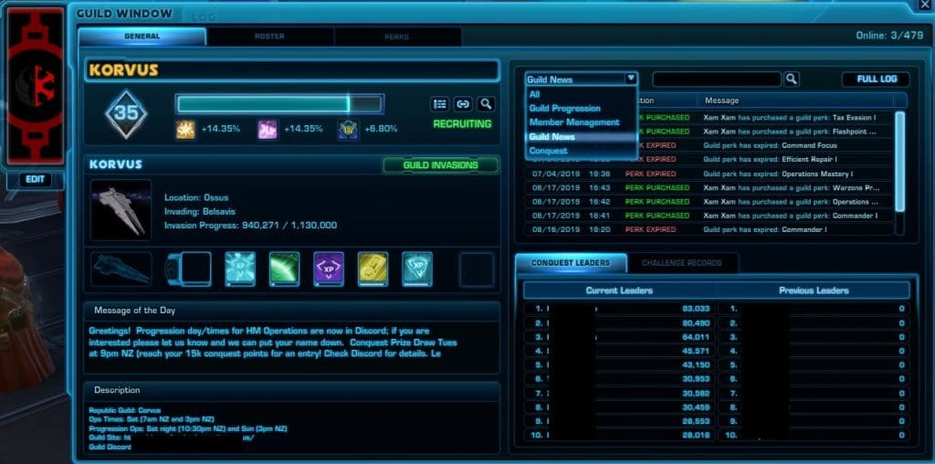 Guild Data Ui Major Features introduced (or Changed) in The Old Republic Post-Launch