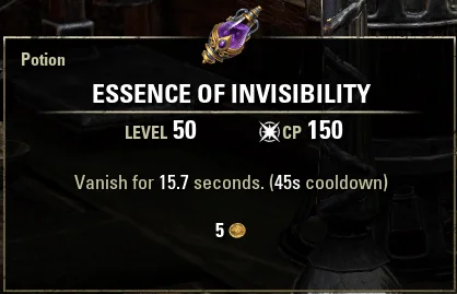 Elder Scrolls Online Essence of Invisibility Potion