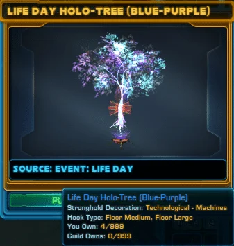 SWTOR Life Day Event Holo-Tree (Blue-Purple) Decoration