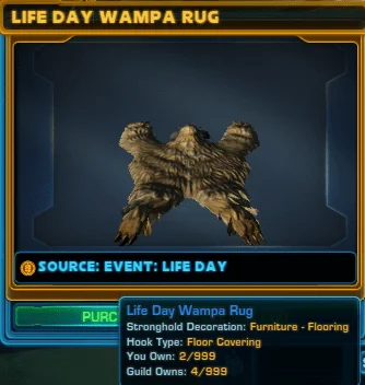 SWTOR Life Day Event Wampa Rug Decoration