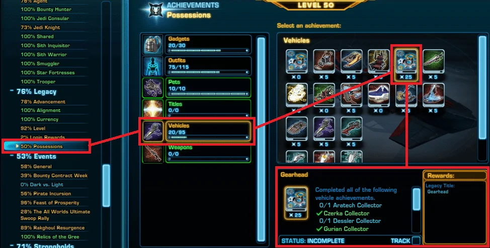 SWTOR Gearhead Achievement