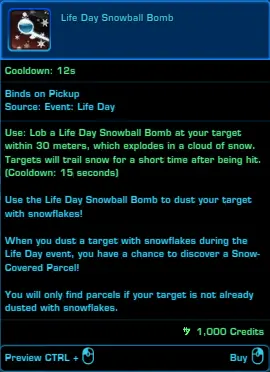 SWTOR Life Day Event Snowball Bomb