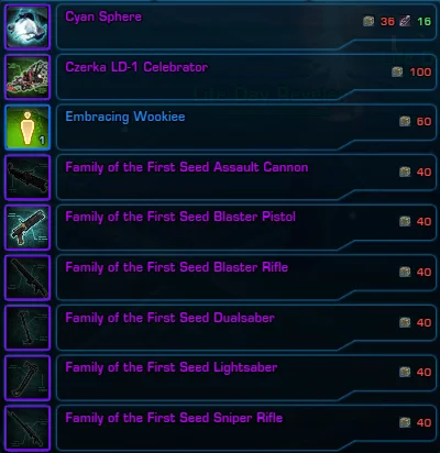 SWTOR Life Day Event Reward Vendor Items