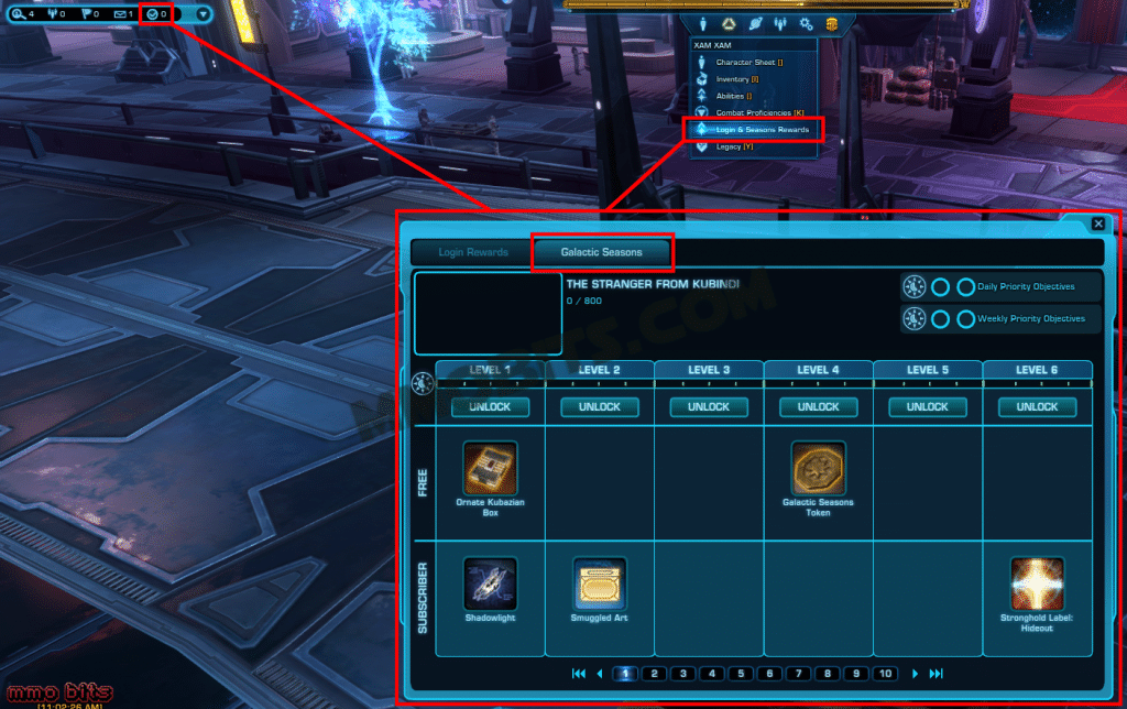 SWTOR Galactic Seasons - Menu/UI Access