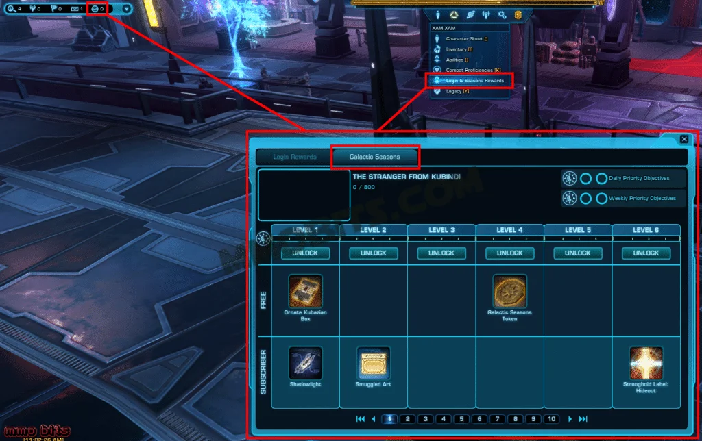 SWTOR Galactic Seasons - Menu/UI Access