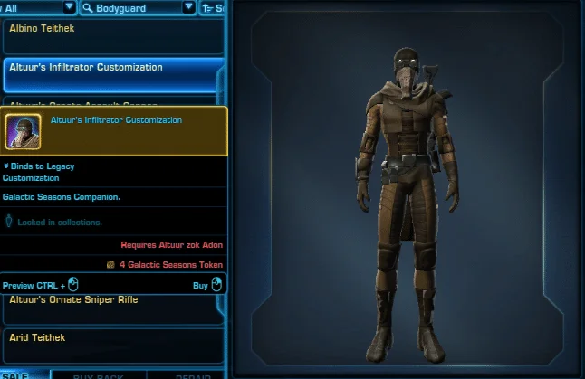 SWTOR Galactic Seasons Rewards Altuur Companion Customisation
