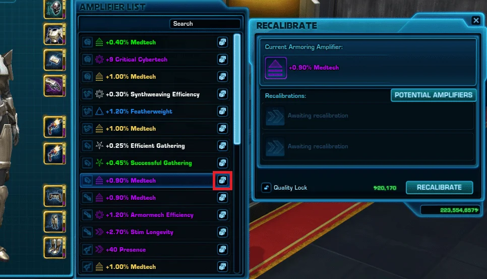 SWTOR Amplifiers Guide - Recalibration access list
