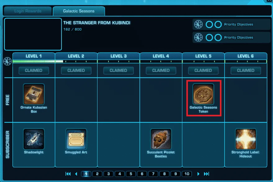 SWTOR Galactic Seasons getting Galactic Seasons Tokens