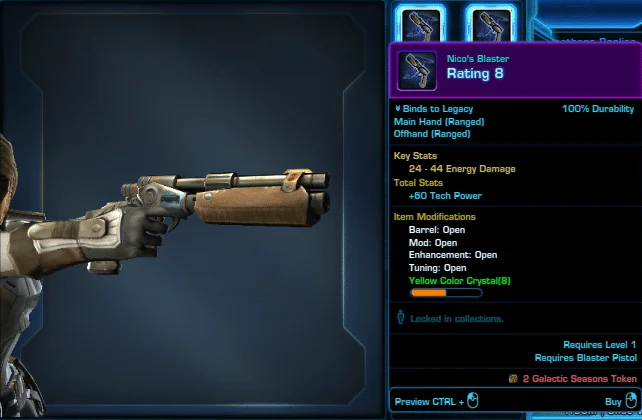 SWTOR Galactic Seasons Rewards Nico's Blaster