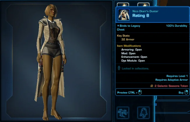 SWTOR Galactic Seasons Rewards Nico Okarr's Duster