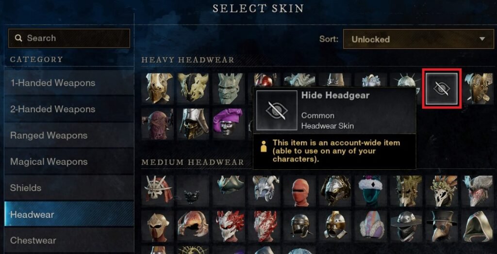 New World Aeternum How to Hide Headgear