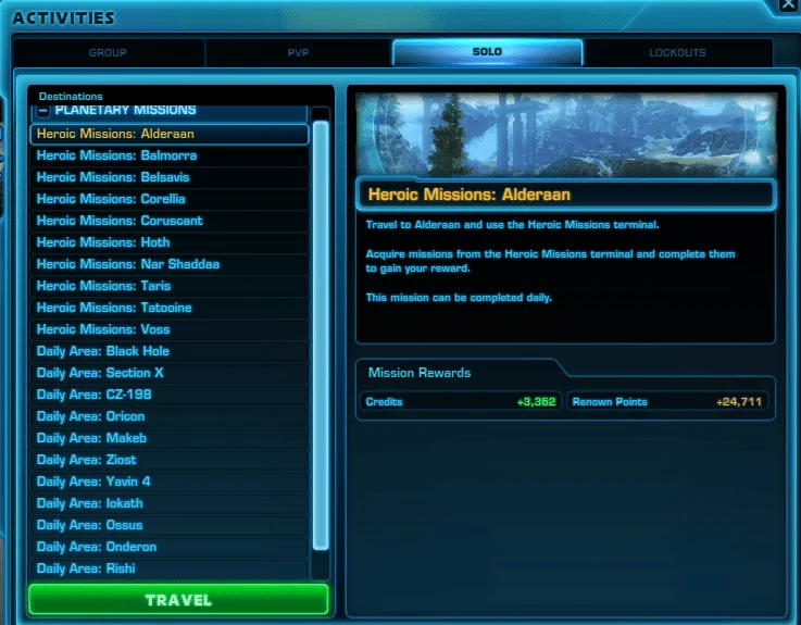 SWTOR 6.0 Activity Finder