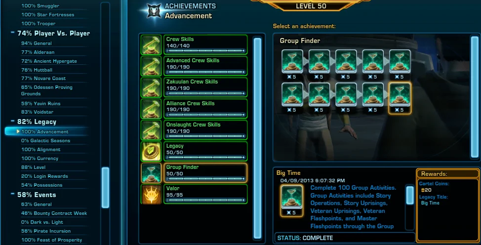 SWTOR Group Finder Achievements