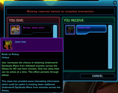 SWTOR Jawa Intel