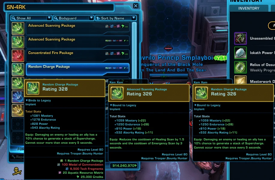 SWTOR upgrading Legendary Implants or Set Bonus