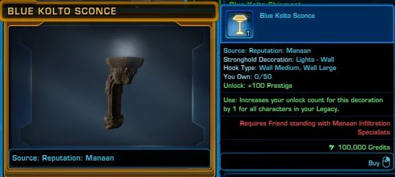 SWTOR Blue Kolto Sconce