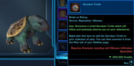 SWTOR Cerulean Turtle Pet