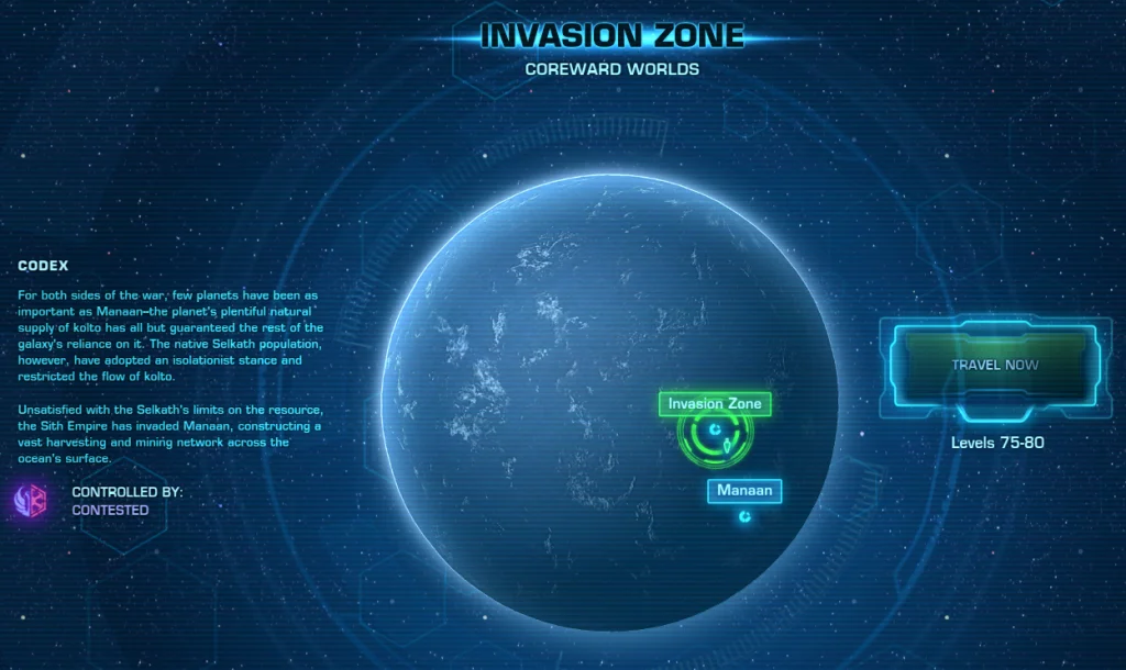 SWTOR Galaxy Map Manaan Invasion Zone
