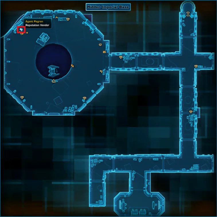SWTOR Imperial Hidden Base Manaan Reputation Vendor Map