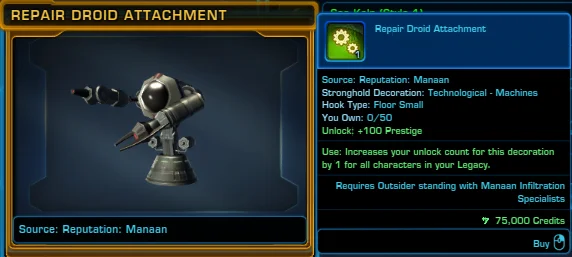 SWTOR Repair Droid Attachment