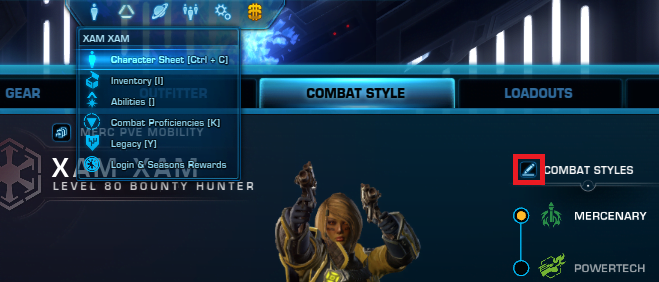 SWTOR How to access Combat Styles Colour Selection