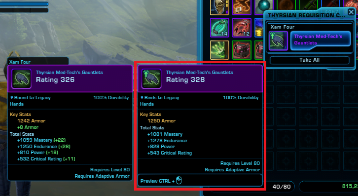 SWTOR Game Update 7.1 328 Item Rating PvP Gear