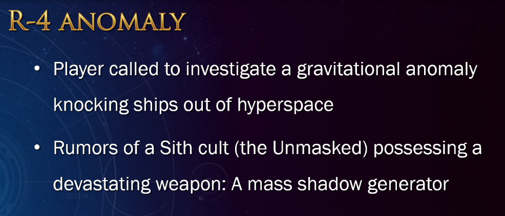 SWTOR Game Update 7.1 R-4 Anomaly Story Overview