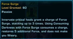 SWTOR PvP Healing - Sorcerer Corruption Force Surge Passive Level 60