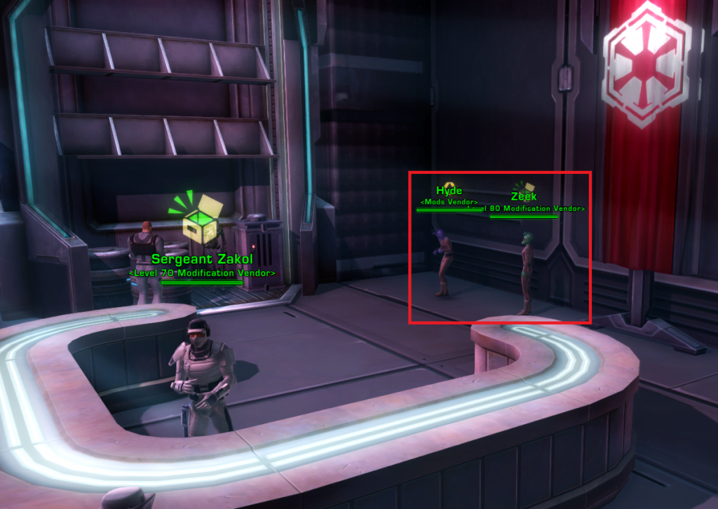 SWTOR Level 80 Item Modification Vendor Location Imperial Fleet