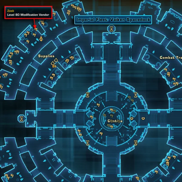 SWTOR Level 80 Item Modification Vendor Location Map Imperial Fleet