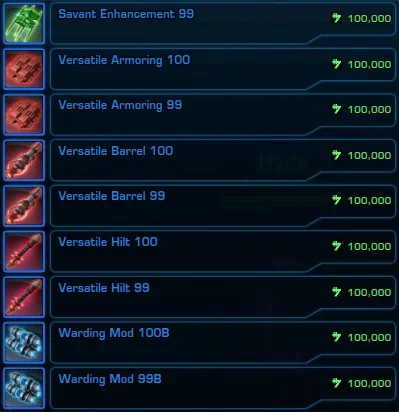 SWTOR Game Update 7.1 Level 80 Item Modification Vendor Items