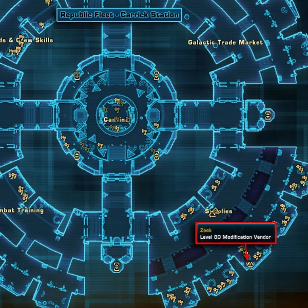 SWTOR Level 80 Item Modification Vendor Location Map Republic Fleet