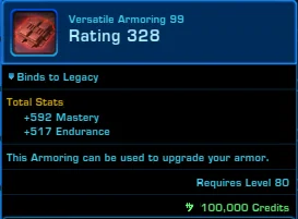 SWTOR Level 80 Item Rating 328 Versatile Armouring