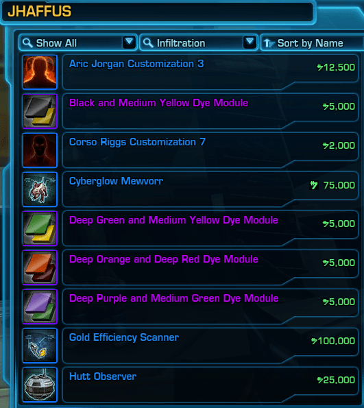SWTOR Collector's Edition Vendor Items Republic