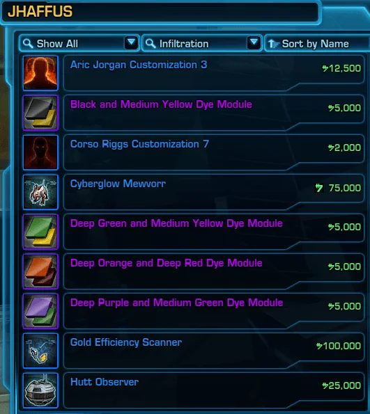 SWTOR Collector's Edition Vendor Items Republic