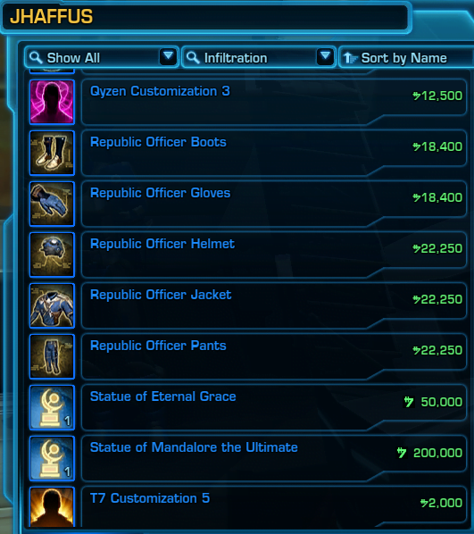 SWTOR Collector's Edition Vendor Items Republic