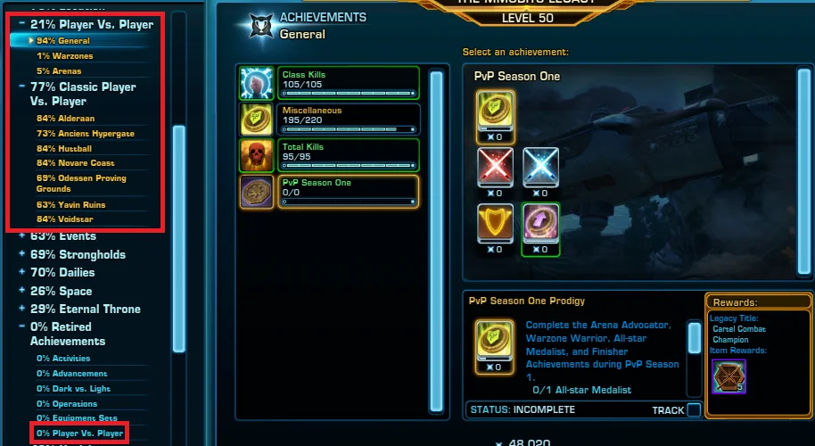 SWTOR Game Update 7.2 PvP Achievements PTS