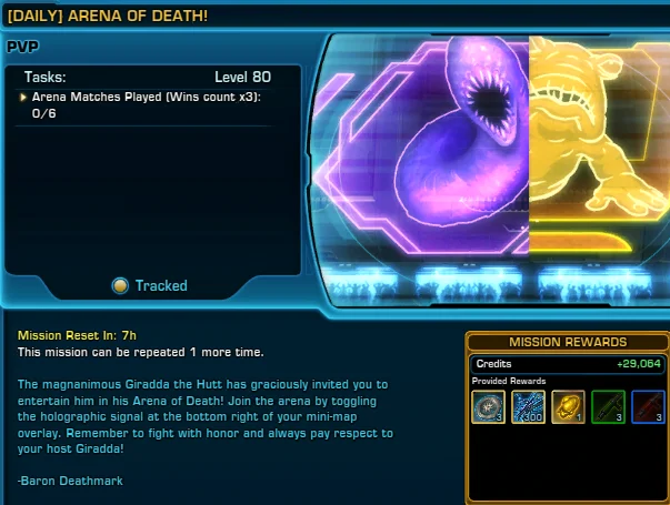 SWTOR PvP Game Update 7.2 Arena Daily PTS