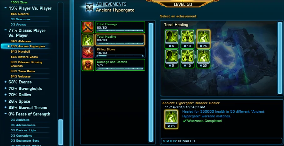 SWTOR Game Update 7.2 Classic PvP Achievements