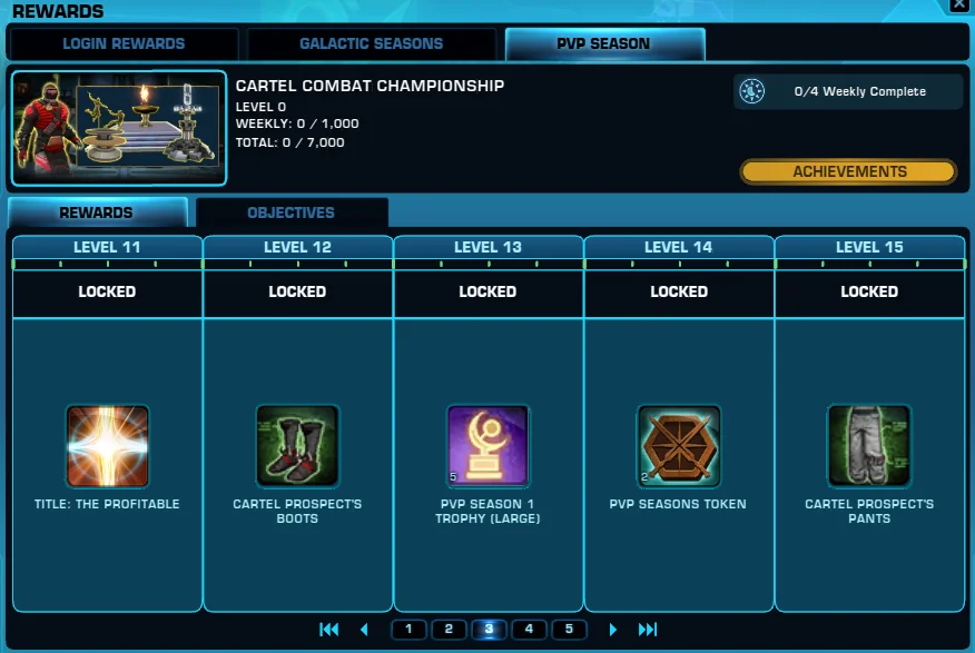 SWTOR 7.2 PvP Season Reward Track PTS