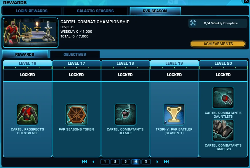 SWTOR 7.2 PvP Season Reward Track PTS