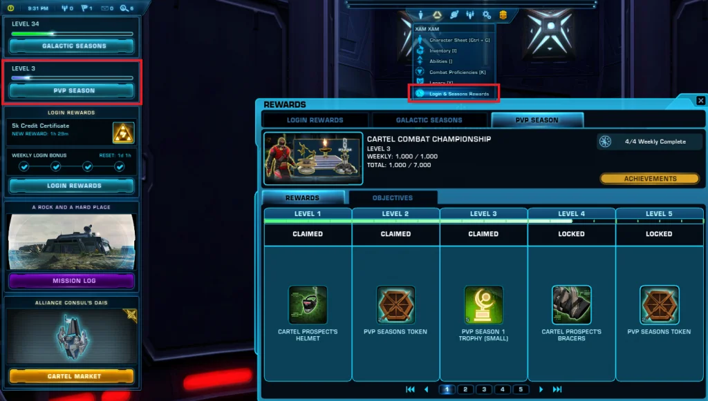 SWTOR PvP Season Reward Track Access