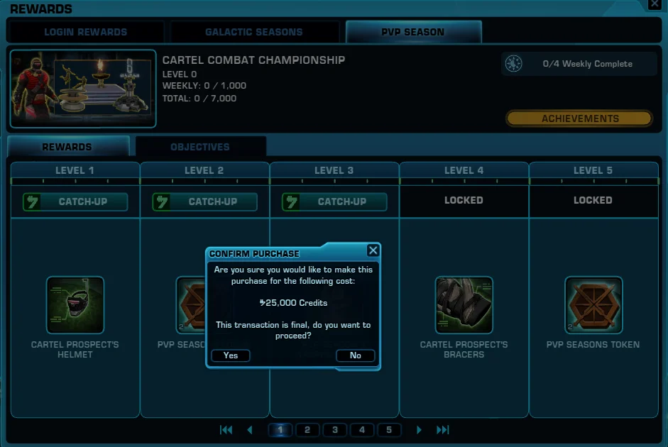 SWTOR PvP Season One Credit Catch-Up Level 1