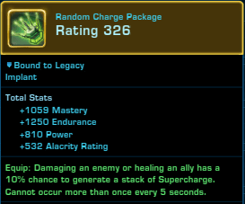 SWTOR 7.2.1 Random Charge Package Implant Description
