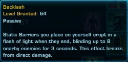 SWTOR Corruption Sorcerer Ability Tree  Level 64 Passive Backlash