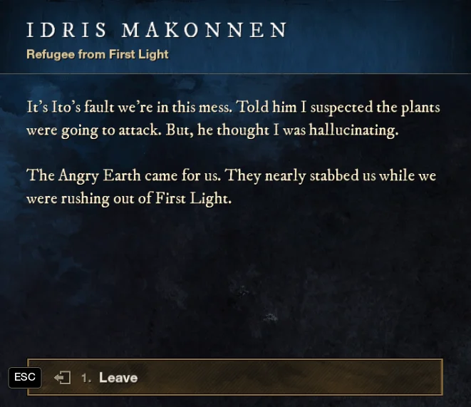 New World First Light Refugee Idris Makonnen dialogue, located Windsward