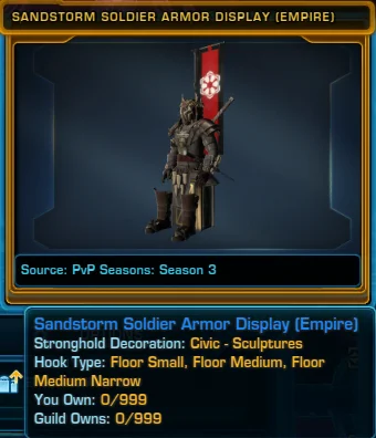 SWTOR PvP Seasons 3 Sandstorm Soldier Armor Display (Empire) Decoration