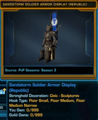 SWTOR PvP Seasons 3 Sandstorm Soldier Armor Display (Republic) Decoration
