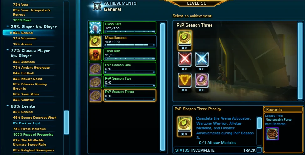 SWTOR PvP Season 3 Achievements
